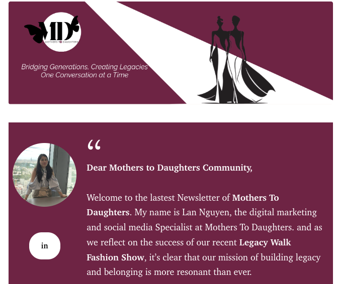 Newsletter Print & Digital — Mothers to Daughters — 1
